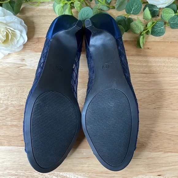 Karen Scott Womens Maralyn Open Toe Evening Heels Navy 10 M - Picture 5 of 6
